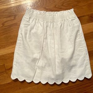 White linen J crew scalloped skirt - size 00